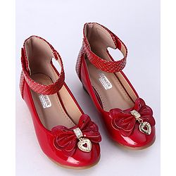 Cute Walk by Babyhug Party Wear Belly Shoes Bow Appliques - Pink