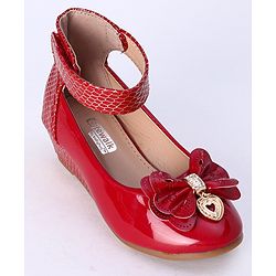 Cute Walk by Babyhug Party Wear Belly Shoes Bow Appliques - Pink