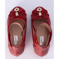Cute Walk by Babyhug Party Wear Belly Shoes Bow Appliques - Pink