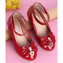 Cute Walk by Babyhug Party Wear Belly Shoes Bow Appliques - Pink