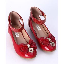 Cute Walk by Babyhug Party Wear Belly Shoes Bow Appliques - Pink