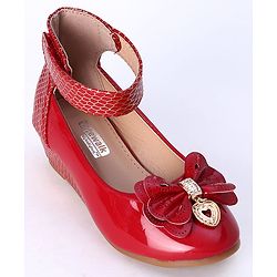 Cute Walk by Babyhug Party Wear Belly Shoes Bow Appliques - Pink