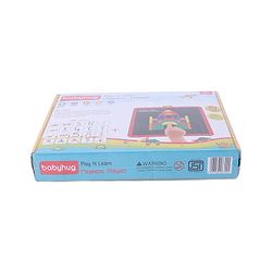 Babyhug Play N Learn Double Side Board with 102 Magnetic Shapes| Playset With Write & Wipe Feature| Puzzle Book with 300+ Patterns| 1 Sketch Pen and Duster Learning and Educational Toy for 4-6 Years Kids| Gifting Toy| BIS Certified