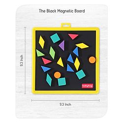 Babyhug Play N Learn Double Side Board with 102 Magnetic Shapes| Playset With Write & Wipe Feature| Puzzle Book with 300+ Patterns| 1 Sketch Pen and Duster Learning and Educational Toy for 4-6 Years Kids| Gifting Toy| BIS Certified