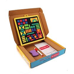 Babyhug Play N Learn Double Side Board with 102 Magnetic Shapes| Playset With Write & Wipe Feature| Puzzle Book with 300+ Patterns| 1 Sketch Pen and Duster Learning and Educational Toy for 4-6 Years Kids| Gifting Toy| BIS Certified