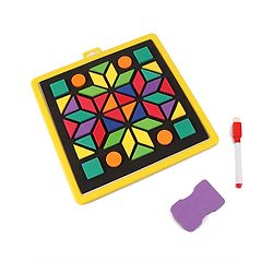 Babyhug Play N Learn Double Side Board with 102 Magnetic Shapes| Playset With Write & Wipe Feature| Puzzle Book with 300+ Patterns| 1 Sketch Pen and Duster Learning and Educational Toy for 4-6 Years Kids| Gifting Toy| BIS Certified