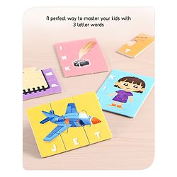 Babyhug Premium Kids Spell and Learn 150 Pieces Puzzle| 50 Three Letter Words - Beautiful Colorful Pictures| Educational and Learning Jigsaw| BIS Certified| 3 Years+