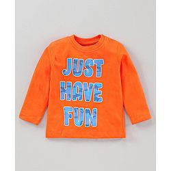 Babyhug Full Sleeves Tees Text Print Pack of 3 - Blue Orange