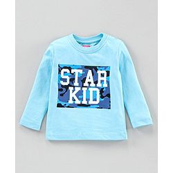 Babyhug Full Sleeves Tees Text Print Pack of 3 - Blue Orange