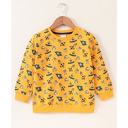 Babyhug Full Sleeves Sweatshirt Rocket Print - Yellow