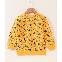 Babyhug Full Sleeves Sweatshirt Rocket Print - Yellow