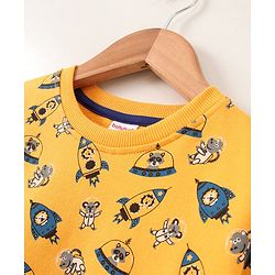 Babyhug Full Sleeves Sweatshirt Rocket Print - Yellow