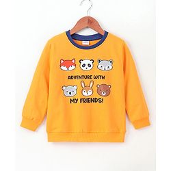 Babyhug Full Sleeves Pull Over Sweatshirt Animal Graphics - Mustard