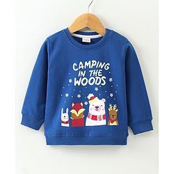 Babyhug Full Sleeves Sweatshirt Animal Print - Blue