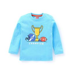 Babyhug Full Sleeves Printed Tee Pack of 3  - Sky & Navy Blue Red