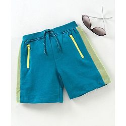 Babyhug Solid Colour Shorts With Drawstring - Aqua Blue