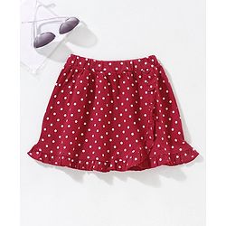 Babyhug Mid Thigh Skirt Polka Dot Print - Jester Red