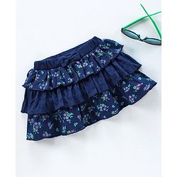 Babyhug Mid Thigh Skirt Floral Print - Blue