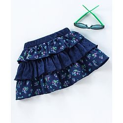Babyhug Mid Thigh Skirt Floral Print - Blue