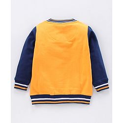 Babyhug Full Sleeves Sweat Jacket Mickey Mouse Print - Yellow Blue