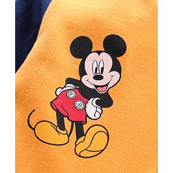 Babyhug Full Sleeves Sweat Jacket Mickey Mouse Print - Yellow Blue
