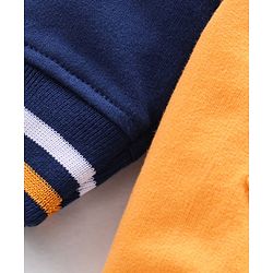 Babyhug Full Sleeves Sweat Jacket Mickey Mouse Print - Yellow Blue