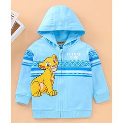 Babyhug Full Sleeves Hooded Sweat Jacket Simba Print - Light Blue