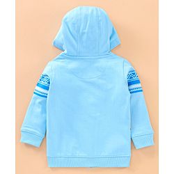 Babyhug Full Sleeves Hooded Sweat Jacket Simba Print - Light Blue