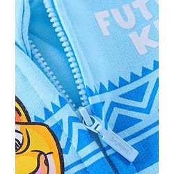Babyhug Full Sleeves Hooded Sweat Jacket Simba Print - Light Blue