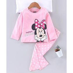 Babyhug Full Sleeves T-Shirt & Pajama Set Minnie Graphic - Pink