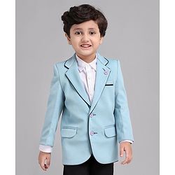 Babyhug Full Sleeves Party Wear Blazer Solid Color - Blue