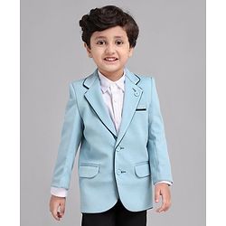 Babyhug Full Sleeves Party Wear Blazer Solid Color - Blue