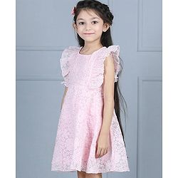 Babyhug Half Sleeves Party Frock - Pink
