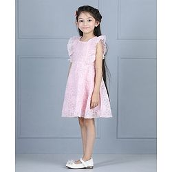 Babyhug Half Sleeves Party Frock - Pink