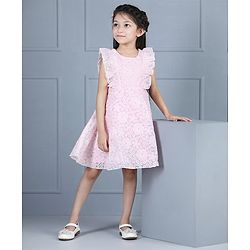 Babyhug Half Sleeves Party Frock - Pink