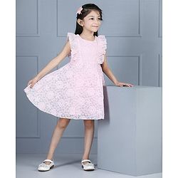 Babyhug Half Sleeves Party Frock - Pink