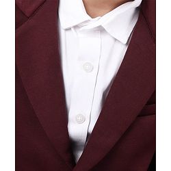 Babyhug Full Sleeves Solid Party Suit - Maroon White