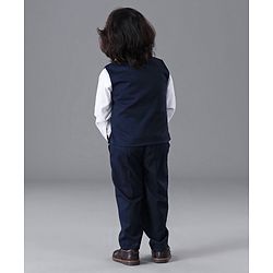 Babyhug Full Sleeves Party Suit Solid Color - Blue