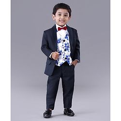 Babyhug Full Sleeves Party Suit Solid Color - Blue
