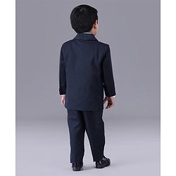 Babyhug Full Sleeves Party Suit Solid Color - Blue