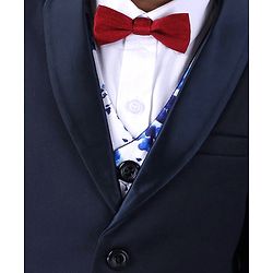 Babyhug Full Sleeves Party Suit Solid Color - Blue