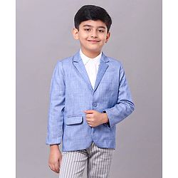 Babyhug Full Sleeves Party Wear Blazer Solid Color - Blue
