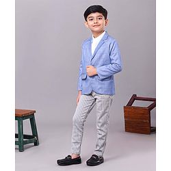 Babyhug Full Sleeves Party Wear Blazer Solid Color - Blue