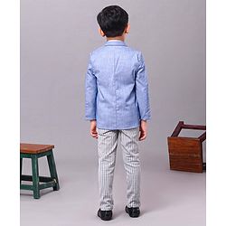 Babyhug Full Sleeves Party Wear Blazer Solid Color - Blue