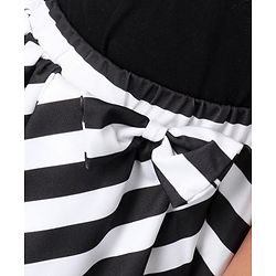 Babyhug Half Sleeves Party Frock With Bow Applique - Black