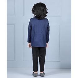 Babyhug Full Sleeves Party Suit with Bow - Blue