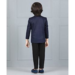 Babyhug Full Sleeves Party Suit Solid Color - Blue