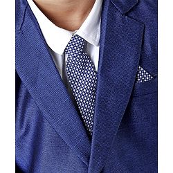 Babyhug Full Sleeves Solid Four Piece Party Suit - Blue