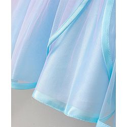 Babyhug Singlet Sleeves Frock With Bow Applique - Blue