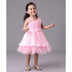 Babyhug Sleeveless Party Wear Solid Color - Pink
